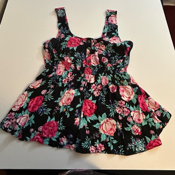 torrid Tops - Torrid Black Floral Tank Top with Pink Roses